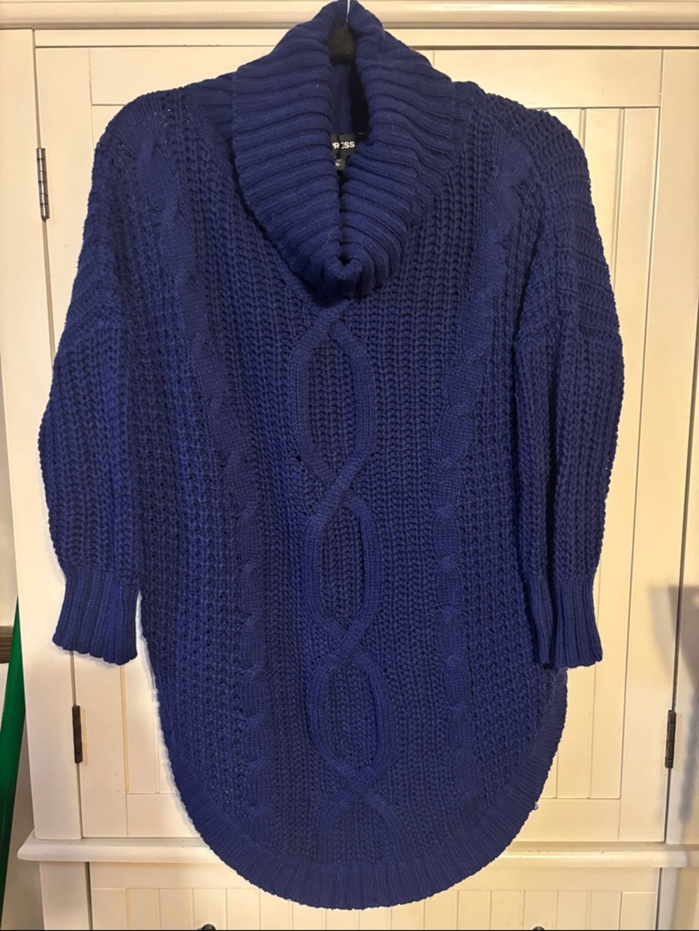 Express Royal Blue Cable Knit Turtleneck Sweater